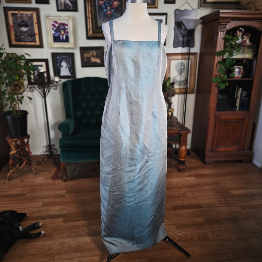 Vintage Y2K Alex Evenings Brocade Dress Suit Set Blue Formal Mother Wedding - Picture 4 of 8